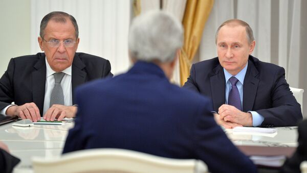 Встреча президента РФ В.Путина с госсекретарем США Д.Керри - Sputnik Азербайджан