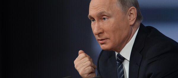 Одиннадцатая ежегодная большая пресс-конференция президента России Владимира Путина Одиннадцатая ежегодная большая пресс-конференция президента России Владимира Путина - Sputnik Азербайджан
