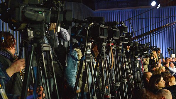 Журналисты на пресс-конференции. Архивное фото - Sputnik Азербайджан
