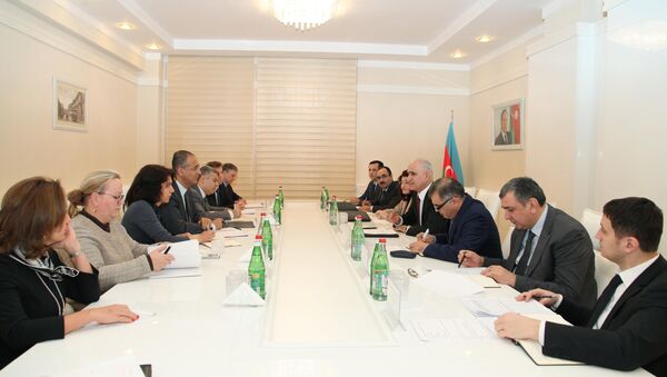 Встреча министра экономики АР Шахина Мустафаева с делегацией МВФ - Sputnik Азербайджан