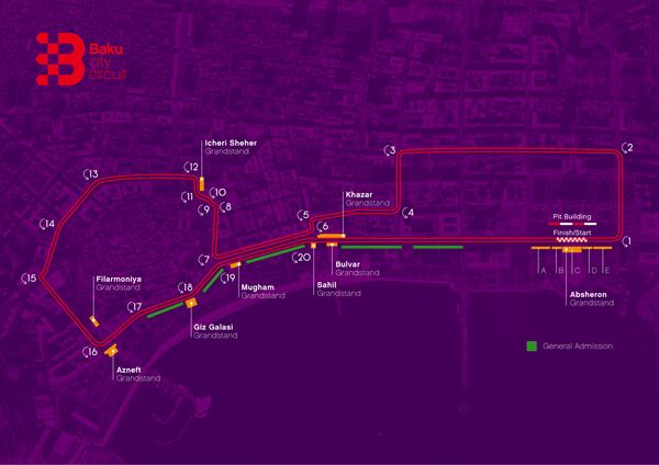 Карта трассы Чемпионата Мира Формулы-1 Карта трассы Чемпионата Мира Формулы-1 - Sputnik Азербайджан