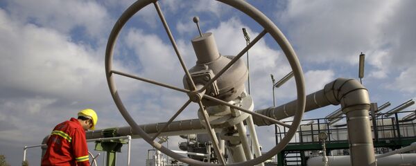 Рабочий проверяет газовые вентили Рабочий проверяет газовые вентили - Sputnik Азербайджан