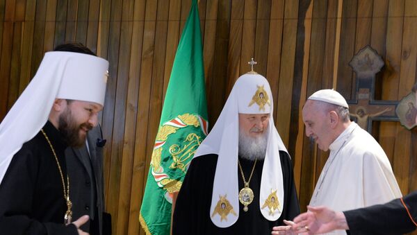 Встреча патриарха Московского и всея Руси Кирилла с папой Римским Франциском - Sputnik Азербайджан