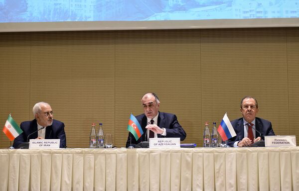 Трехсторонняя встреча глав МИД Азербайджана, России и Ирана в Баку - Sputnik Азербайджан