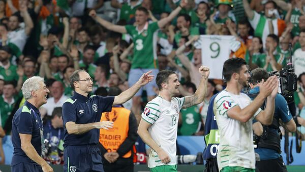 Ирландцы празднуют победу после окончания матча с Италией - Sputnik Азербайджан