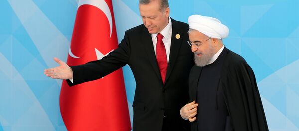 Rəcəb Tayyip Ərdoğan və Həsən Ruhani. İstanbul, 14 aprel 2016-cı il - Sputnik Азербайджан