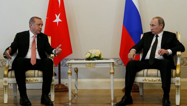 Встреча президентов Турции и России Реджепа Тайипа Эрдогана и Владимира Путина. Москва, 9 августа 2016 года - Sputnik Azərbaycan