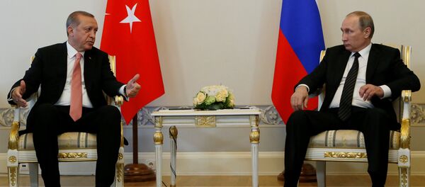 Встреча президентов Турции и России Реджепа Тайипа Эрдогана и Владимира Путина. Санкт-Петербург, 9 августа 2016 года Встреча президентов Турции и России Реджепа Тайипа Эрдогана и Владимира Путина. Санкт-Петербург, 9 августа 2016 года - Sputnik Азербайджан