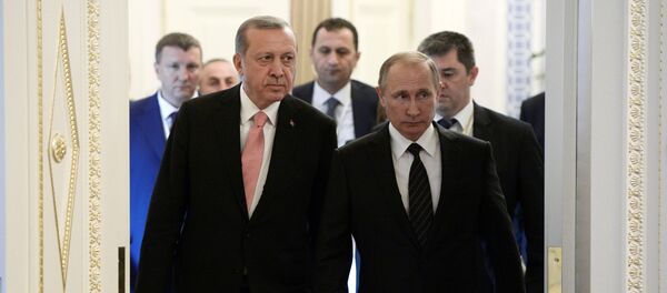 Встреча Владимира Путина и Реджепа Тайипа Эрдогана. Санкт-Петербург, 9 августа 2016 года - Sputnik Азербайджан