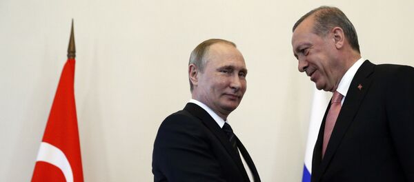 Встреча Владимира Путина и Реджепа Тайипа Эрдогана в Санкт-Петербурге. 9 августа 2016 года - Sputnik Азербайджан