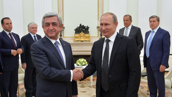 Президент РФ В. Путин встретился с президентом Армении С. Саргсяном - Sputnik Azərbaycan
