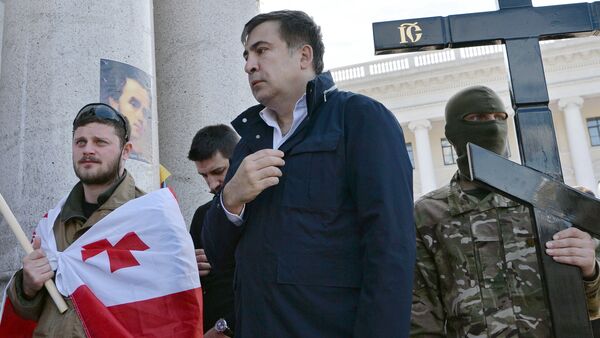 Бывший президент Грузии Михаил Саакашвили на Майдане Незалежности в Киеве. 24 апреля 2015 года - Sputnik Азербайджан