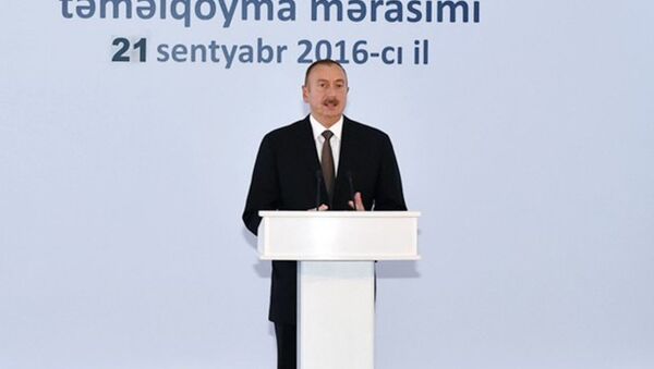 Ильхам Алиев принял участие в церемонии закладки фундамента Мингячевирского промпарка - Sputnik Azərbaycan