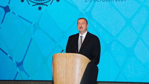 Выступление Президента Ильхама Алиева на церемонии открытия V Бакинского гуманитарного форума, 2 октября 2014 года - Sputnik Азербайджан