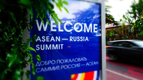 Баннер с приветствием участников и гостей саммита Россия — АСЕАН - Sputnik Азербайджан