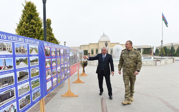 Президент Азербайджанской Республики Ильхам Алиев прибыл в Физулинский район - Sputnik Азербайджан