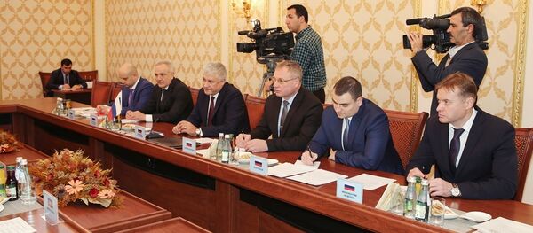 Министр внутренних дел России, генерал полиции Владимир Колокольцев в ходе встречи, проведенной в административном здании МВД Азербайджана - Sputnik Азербайджан