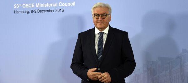 Председатель ОБСЕ, глава МИД Германии Франк-Вальтер Штайнмайер на открытии Совещания министров иностранных дел ОБСЕ в Гамбурге Председатель ОБСЕ, глава МИД Германии Франк-Вальтер Штайнмайер на открытии Совещания министров иностранных дел ОБСЕ в Гамбурге - Sputnik Азербайджан