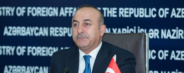 Министр иностранных дел Турции Мевлют Чавушоглу в ходе совместного брифинга с азербайджанским коллегой Эльмаром Мамедъяровым - Sputnik Азербайджан