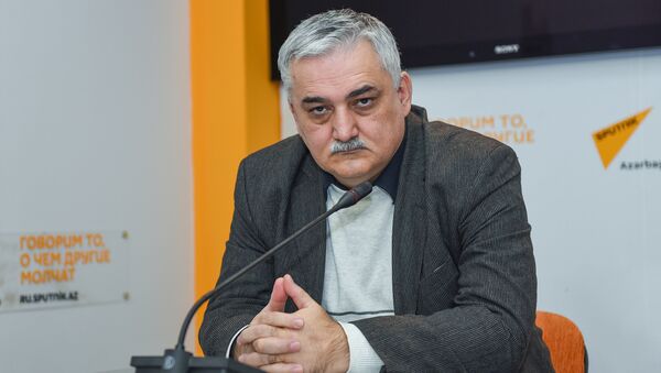 Экономист Фуад Ализаде в ходе круглого стола на тему Экономические проблемы и пути их решения в уходящем году - Sputnik Азербайджан