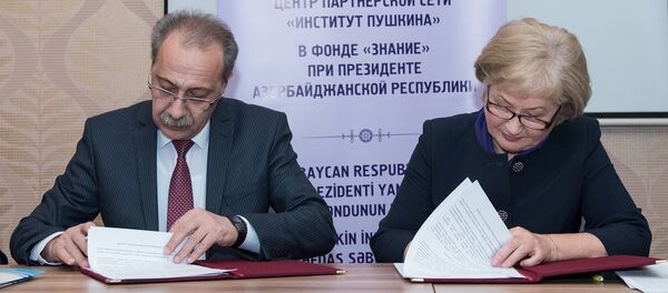 Состоялось подписание соглашения о придании Фонду Знание статуса члена партнерской сети Институт Пушкина Состоялось подписание соглашения о придании Фонду Знание статуса члена партнерской сети Институт Пушкина - Sputnik Азербайджан