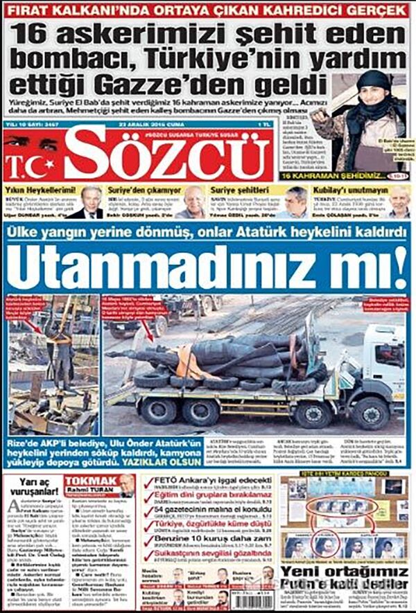 Türkiyənin Sözcü qəzetinin baş səhifəsi Türkiyənin Sözcü qəzetinin baş səhifəsi - Sputnik Azərbaycan