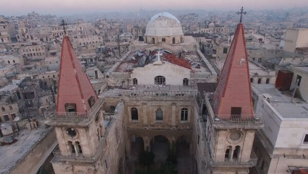 С высоты птичьего полета: северная столица Сирии после изгнания боевиков - Sputnik Азербайджан