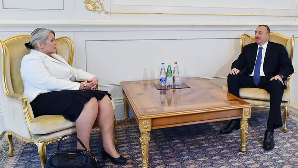 Президент Ильхам Алиев и посол Финляндии в Азербайджане Арья Инкер Макконен - Sputnik Азербайджан