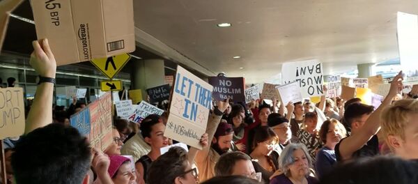 Протесты в США против закона о мигрантах Протесты в США против закона о мигрантах - Sputnik Азербайджан