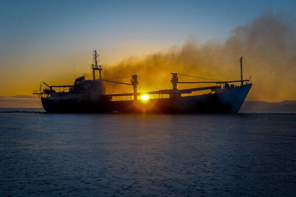 Судно Yeruslan горит у берегов Владивостока в акватории Амурского залива - Sputnik Азербайджан