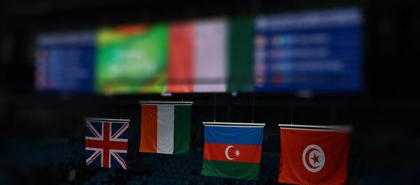 Флаг Азербайджана на спортивных соревнованиях, архивное фото Флаг Азербайджана на спортивных соревнованиях, архивное фото - Sputnik Азербайджан