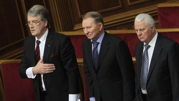 Экс-президенты Украины Виктор Ющенко, Леонид Кучма и Леонид Кравчук (слева направо), фото из архива - Sputnik Азербайджан