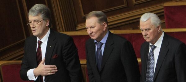 Экс-президенты Украины Виктор Ющенко, Леонид Кучма и Леонид Кравчук (слева направо), фото из архива - Sputnik Азербайджан