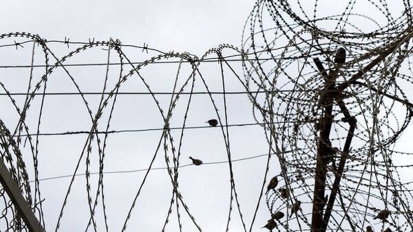 Колючая проволока над забором, фото из архива - Sputnik Азербайджан