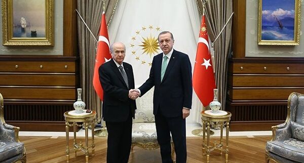 Президент Турции Реджеп Тайип Эрдоган принял председателя Партии националистического движения Девлета Бахчели - Sputnik Азербайджан