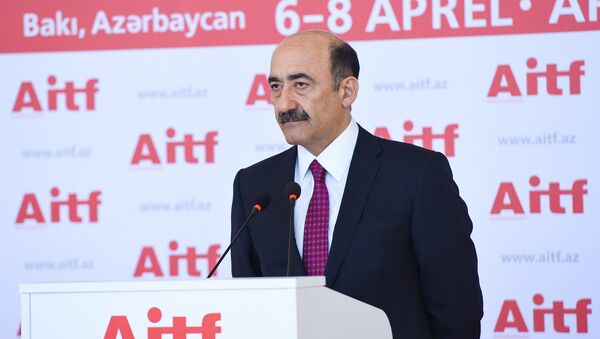 Выступление министра культуры и туризма Азербайджана Абульфаза Гараева на церемонии открытия ежегодной выставки AITF 2017 - Sputnik Азербайджан