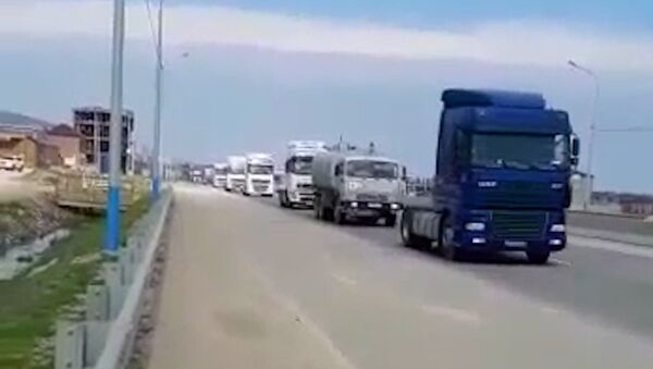 Колонна дальнобойщиков протестует в Дагестане - Sputnik Азербайджан