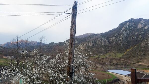 Электрический столб в деревне Аширалылар Товузского района - Sputnik Азербайджан