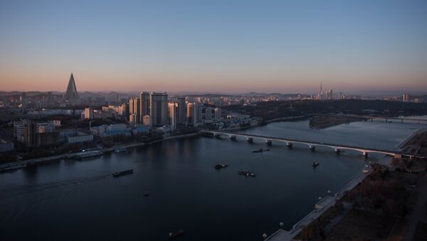 Вид на город Пхеньян и реку Тэдон, 28 ноября 2016 года - Sputnik Azərbaycan