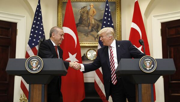 US President Donald Trump's meeting with Turkish President Recep Tayyip Erdogan in Washington on May 16, 2017 - Sputnik Azərbaycan