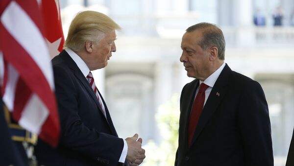 Президент Турции Реджеп Тайип Эрдоган и президент США Дональд Трамп - Sputnik Azərbaycan