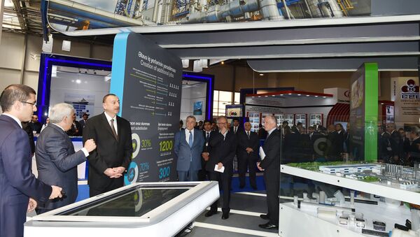 Президент Ильхам Алиев на открытии ХХIII Международной выставки и конференции Нефть и газ Каспия-2016, фото из архива - Sputnik Азербайджан