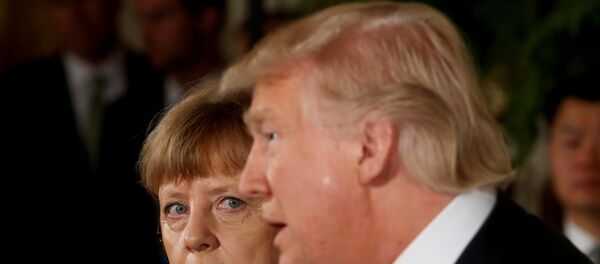 Канцлер Германии Ангела Меркель и президент США Дональд Трамп, Вашингтон, Белый дом, 17 марта 2017 года - Sputnik Азербайджан