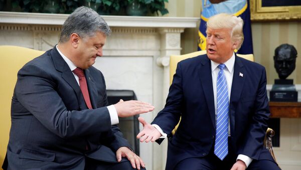 Встреча президентов США и Украины Дональда Трампа в Овальном кабинете Белого дома в Вашингтоне, США, 20 июня 2017 года - Sputnik Азербайджан