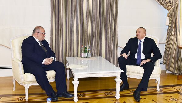 Встреча президента Ильхама Алиева с заместителем премьер-министра Грузии Александром Жежелавой - Sputnik Азербайджан