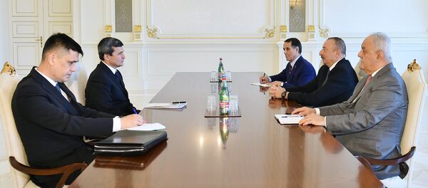 Президент Ильхам Алиев принял заместителя председателя Кабинета Министров Туркменистана Президент Ильхам Алиев принял заместителя председателя Кабинета Министров Туркменистана - Sputnik Азербайджан
