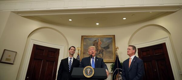 Президент США Дональд Трамп выступает во время объявления об иммиграционной реформе, Белый дом, 2 августа 2017 года - Sputnik Азербайджан