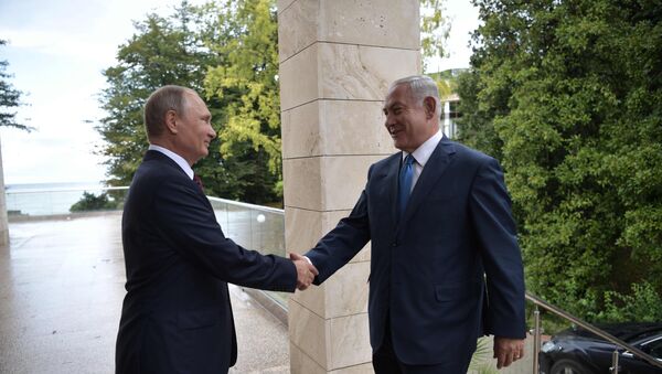 Soçidə Rusiya Prezidenti Vladimir Putin ilə İsrailin Baş naziri Benyamin Netanyahu arasında görüş, 23 avqust 2017-ci il - Sputnik Azərbaycan