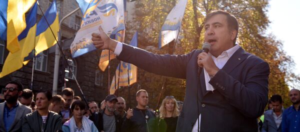 Бывший президент Грузии, экс-губернатор Одесской области Михаил Саакашвили во время выступления в Киеве, 19 сентября 2017 года - Sputnik Азербайджан