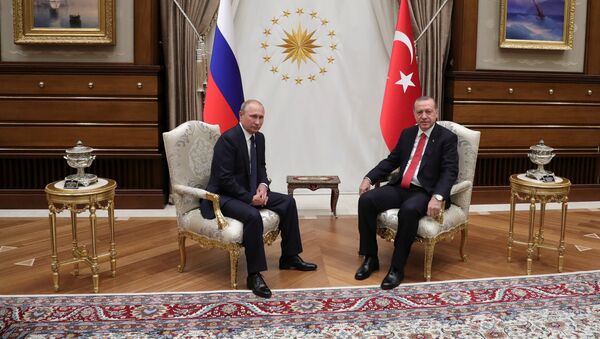 Президент РФ Владимир Путин и президент Турции Реджеп Тайип Эрдоган, архивное фото - Sputnik Азербайджан